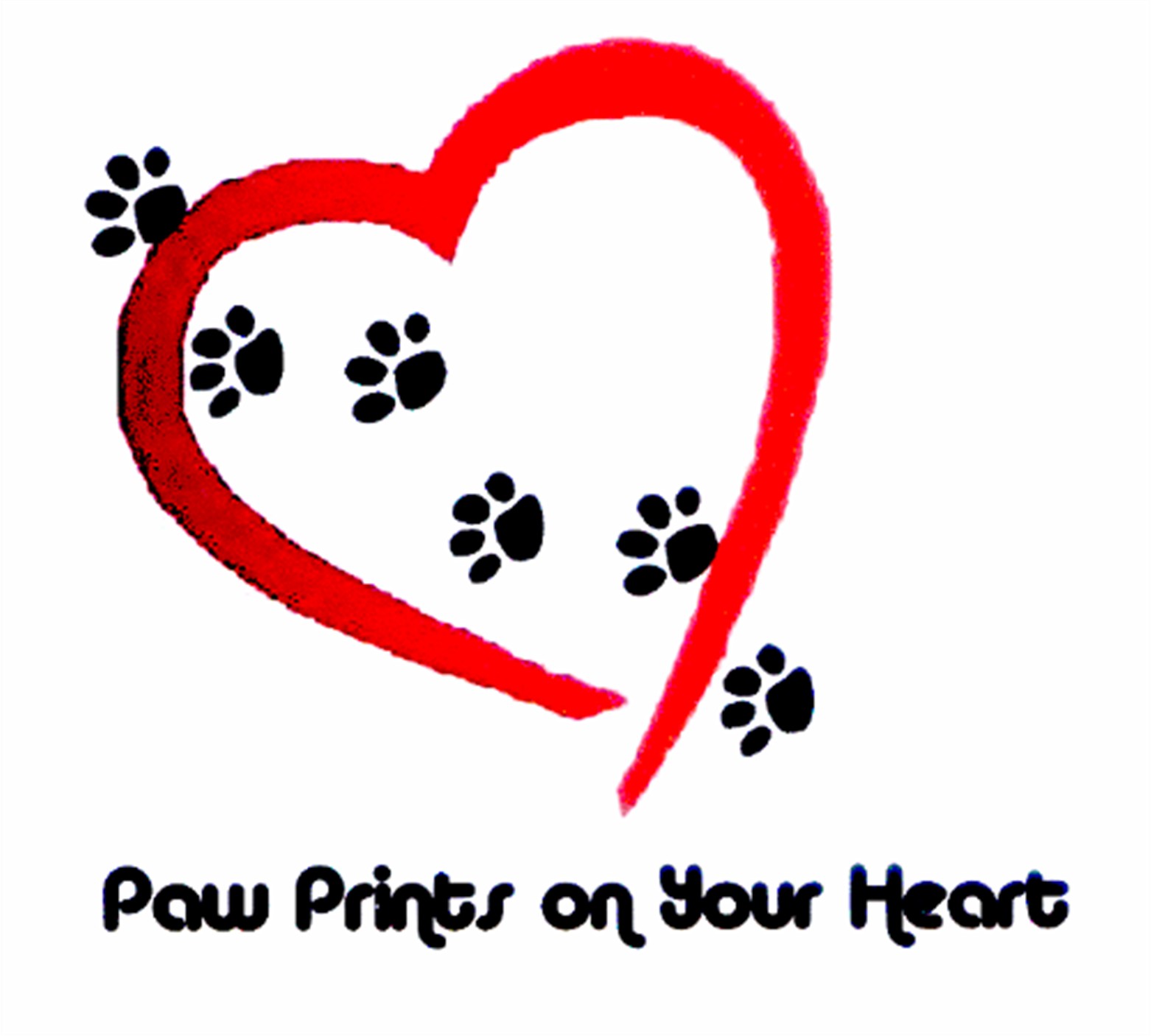 Paw prints with heart
